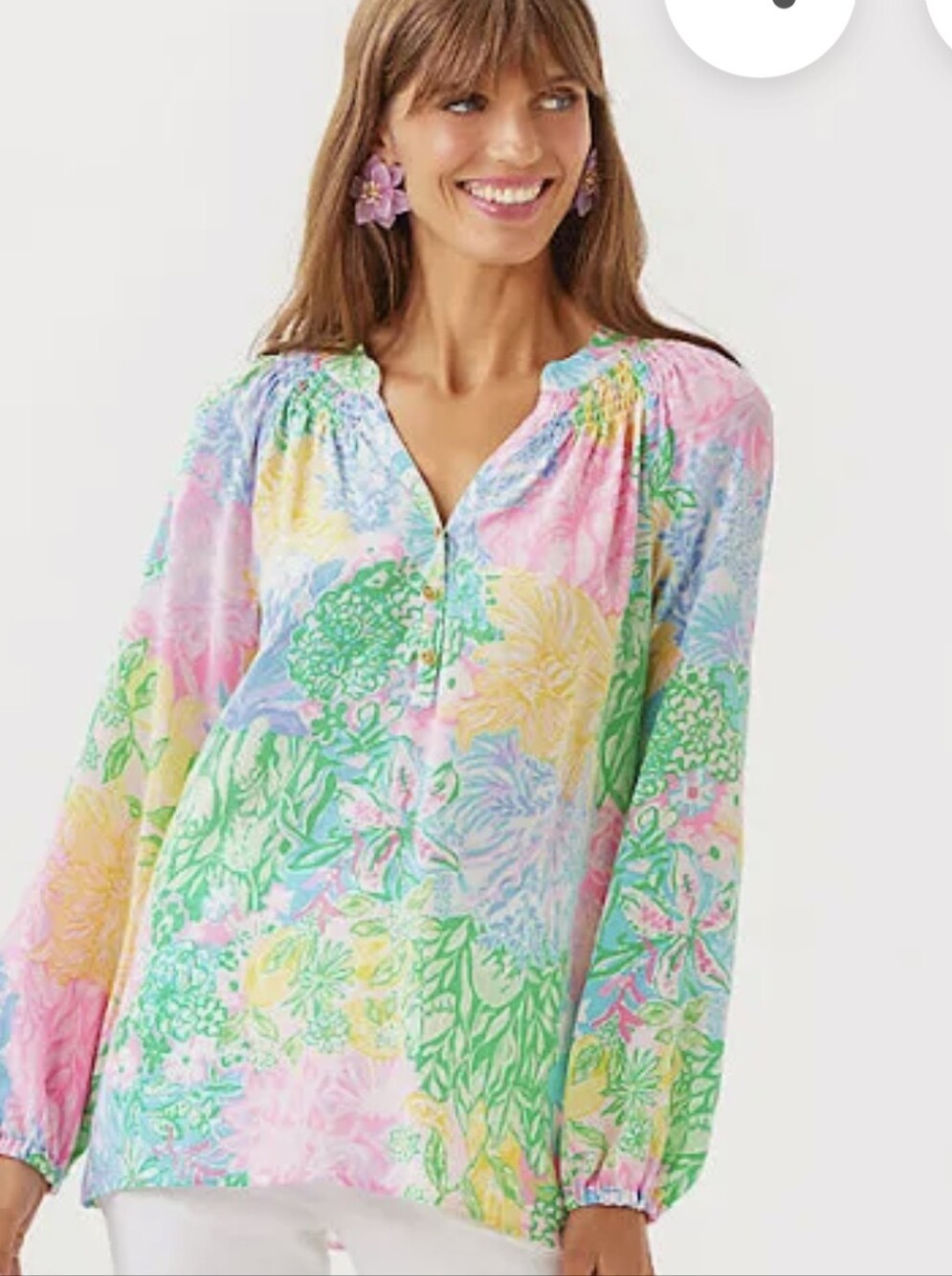 Lilly Pulitzer Silk Elsa Top In Bright  Delight Patch